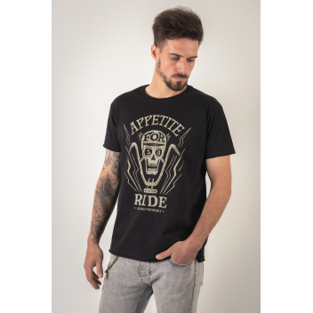 camiseta motera APPETITE FOR RIDE color negro modelo