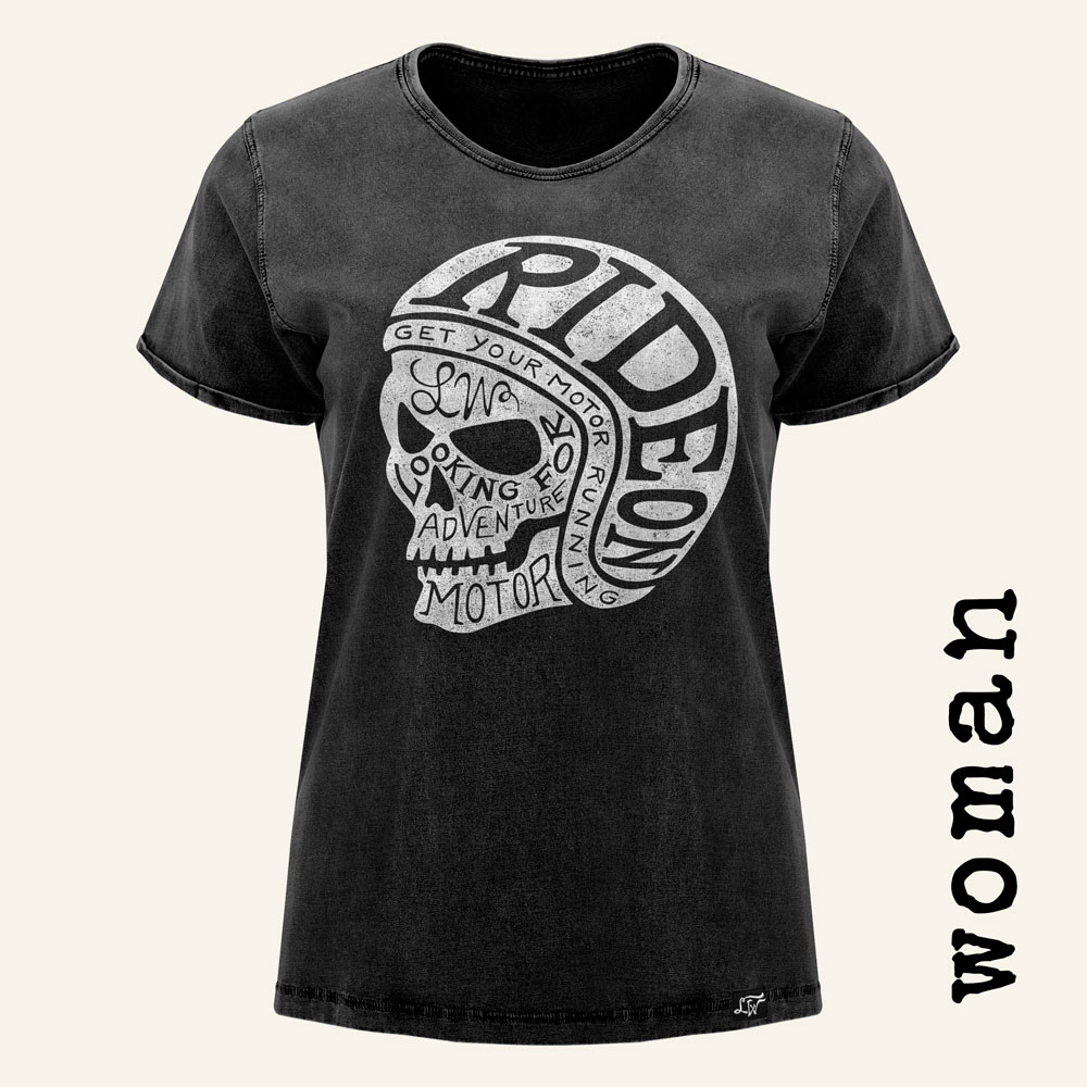 camisetas moteras mujer RIDE ON! BLACK