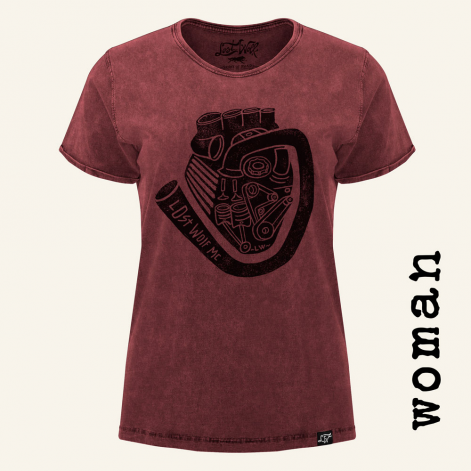 Camisetas moteras mujer MOTORHEART RED WOMAN front