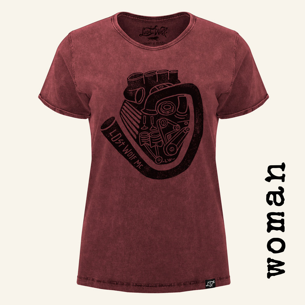 Camisetas moteras mujer MOTORHEART RED WOMAN front Camisetas moteras mujer MOTORHEART RED WOMAN front
