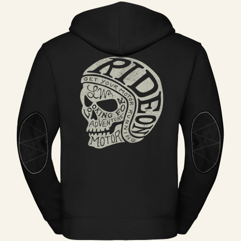 Sudadera motera con cremallera  RIDE ON! color NEGRO