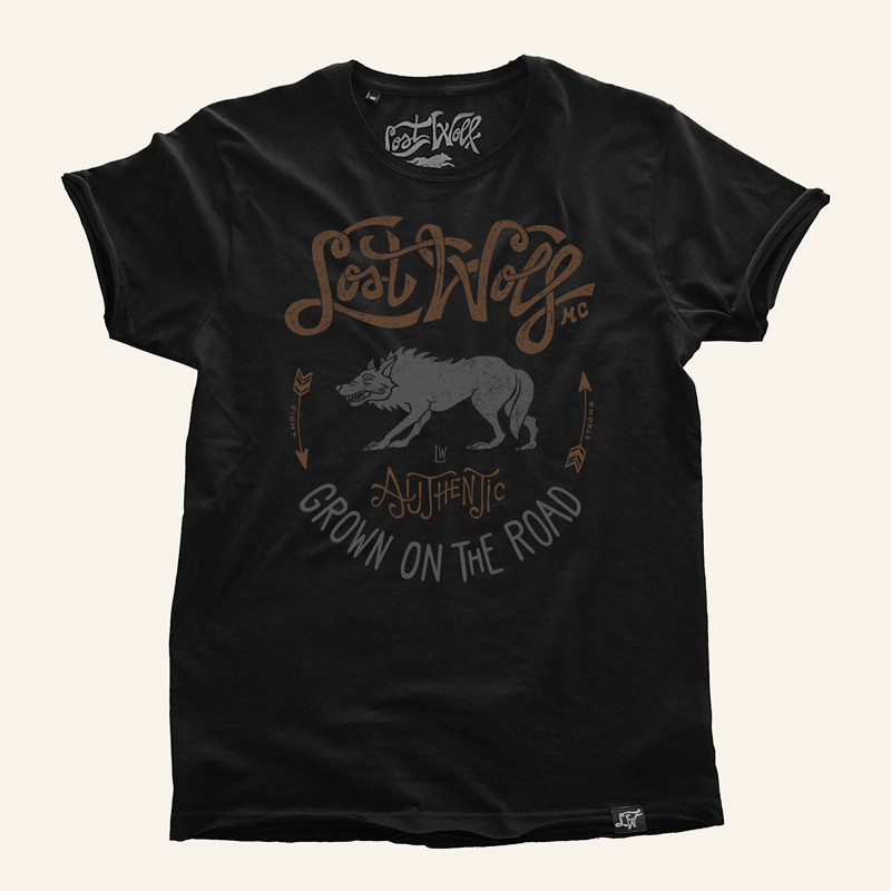 camiseta motero Lost Wolf Authentic Cobre