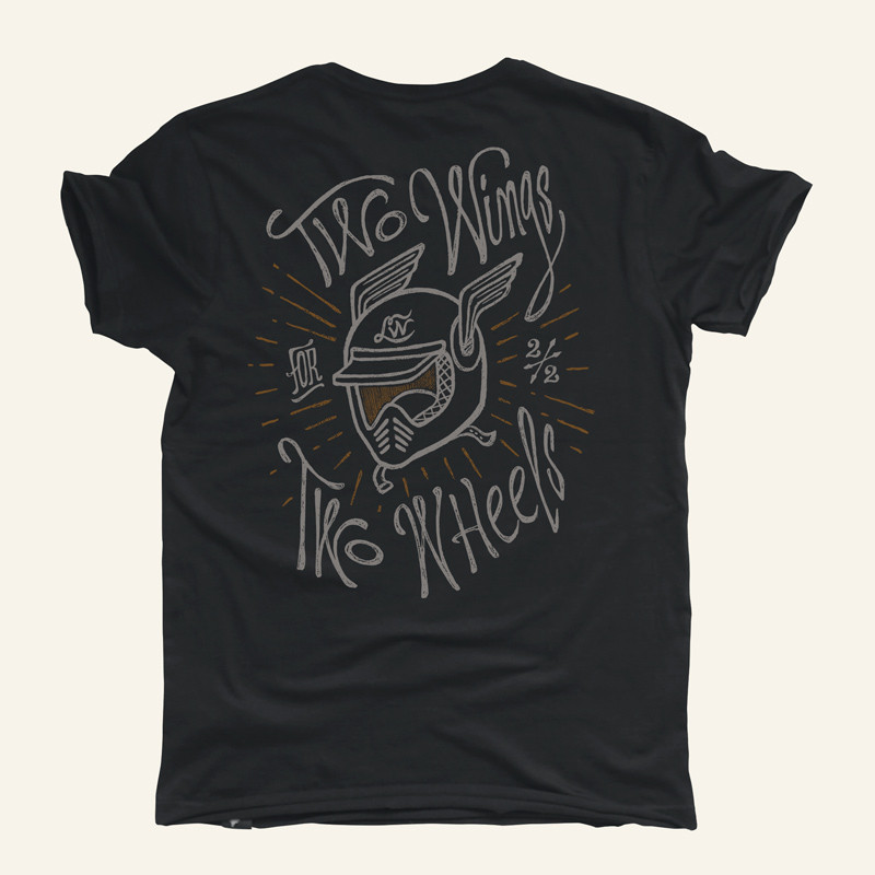 Camiseta motero TWO WINGS PLOMO