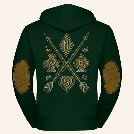 Sudadera motera con cremallera  ARROW color VERDE