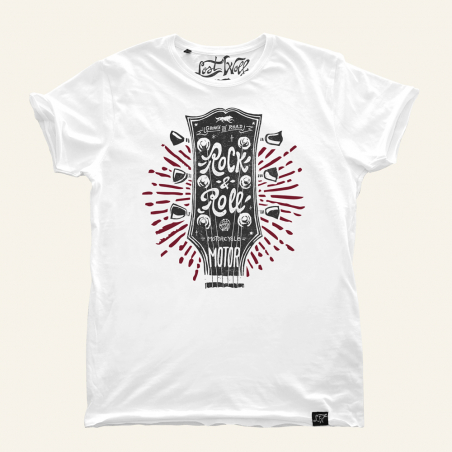 Camiseta Motero Rock And Roll con serigrafia hecha a mano