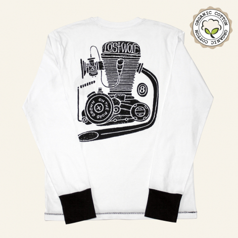 Sudadera motero motor color blanca white back