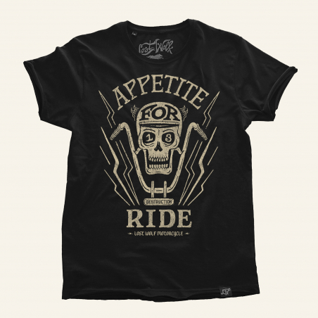 camiseta para moteros APPETITE FOR RIDE color negro