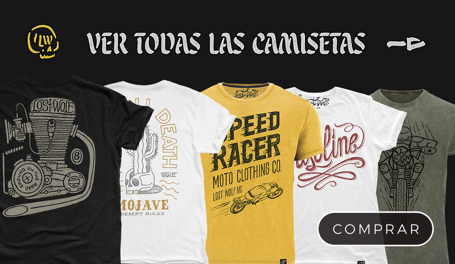 VER MAS CAMISETAS MOTERAS LOST WOLF